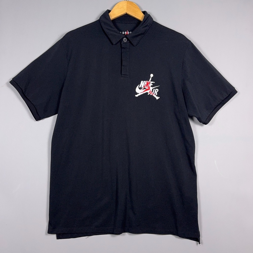 Nike Jordan Pique Polo Mens Size XL Cotton Air Jumpman Black Streetwear